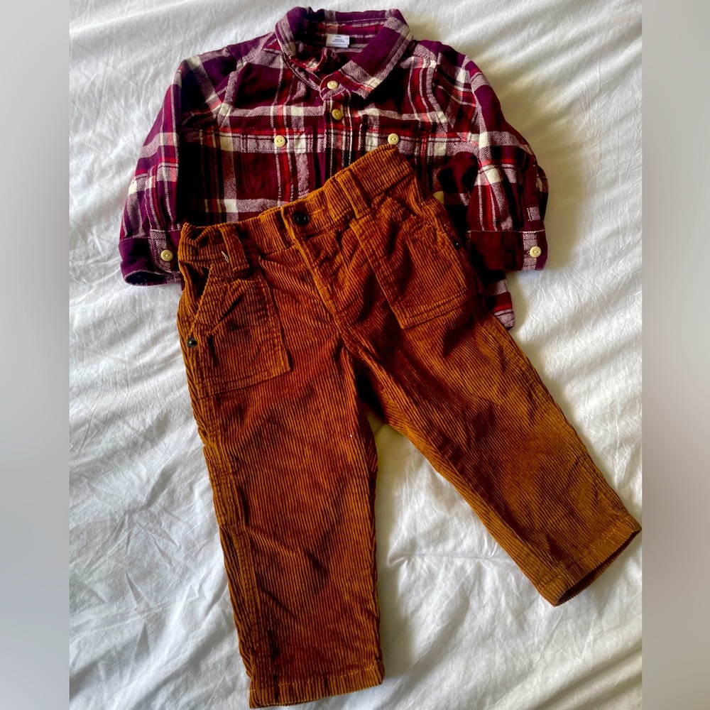 Baby Boy Gap Button Down Shirt and Casual Pants.